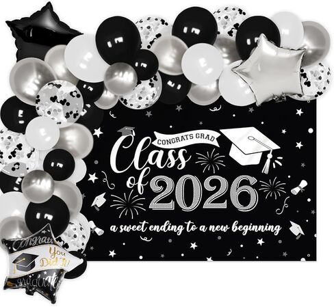 Green Graduation Photo Backdrop Banner And Balloons Garland Kit Class of 2024 Decoration Congrats Grad Party Center Photography Background Ideas in Kuwait