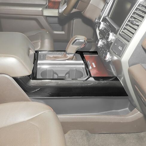 RT-TCZ والعتاد التحول كأس حامل لوحة غطاء الكسوة الديكور الملحقات الداخلية لفورد F150 F250 F350 F450 2015-2020 (ألياف الكربون الأسود) in Saudi Arabia