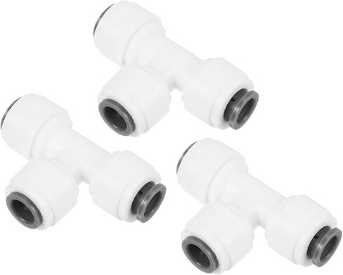 PATIKIL 1/4" Push to Connect Tee Fittings, 3 Pack T Shape Water Line Fitting for RO Water System, White in Saudi Arabia