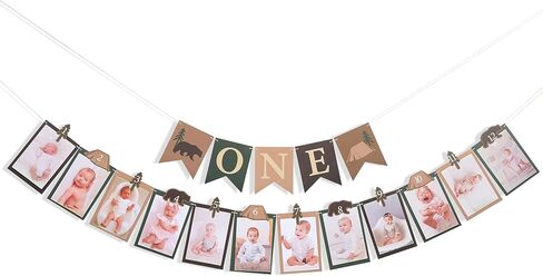 One Happy Camper Birthday Photo Banner - Camping Party Decorations, National Park Themed Photo Banner, 1st Forest Safari Camping Birthday Decorations, For Newborn To 12 Months Adventure Party Supplies in Kuwait