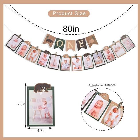 One Happy Camper Birthday Photo Banner - Camping Party Decorations, National Park Themed Photo Banner, 1st Forest Safari Camping Birthday Decorations, For Newborn To 12 Months Adventure Party Supplies in Kuwait