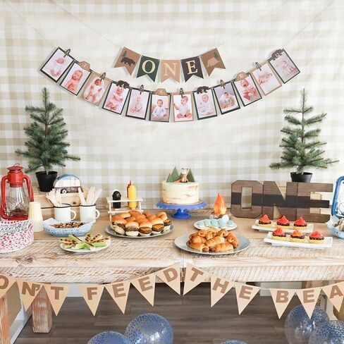 One Happy Camper Birthday Photo Banner - Camping Party Decorations, National Park Themed Photo Banner, 1st Forest Safari Camping Birthday Decorations, For Newborn To 12 Months Adventure Party Supplies in Kuwait