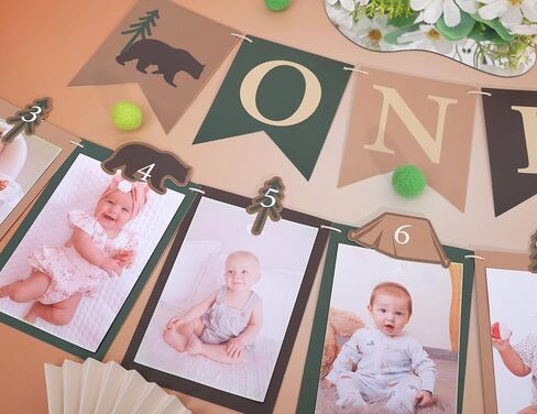 One Happy Camper Birthday Photo Banner - Camping Party Decorations, National Park Themed Photo Banner, 1st Forest Safari Camping Birthday Decorations, For Newborn To 12 Months Adventure Party Supplies in Kuwait