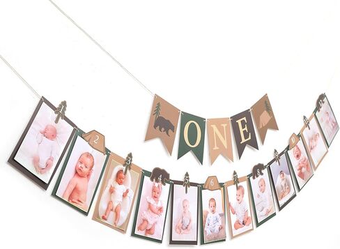 One Happy Camper Birthday Photo Banner - Camping Party Decorations, National Park Themed Photo Banner, 1st Forest Safari Camping Birthday Decorations, For Newborn To 12 Months Adventure Party Supplies in Kuwait