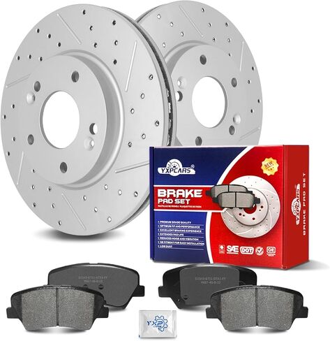 مجموعة فرامل قرصية بديلة ودوارات أمامية من السيراميك محفورة بفتحات تهوية لسيارة Hyundai Elantra 2013-2016/ Elantra Coupe 2013-2014/ Elantra Gt 2013-2015/ Veloster 2012 in Kuwait