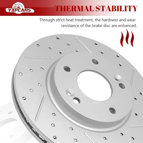 مجموعة فرامل قرصية بديلة ودوارات أمامية من السيراميك محفورة بفتحات تهوية لسيارة Hyundai Elantra 2013-2016/ Elantra Coupe 2013-2014/ Elantra Gt 2013-2015/ Veloster 2012 in Kuwait