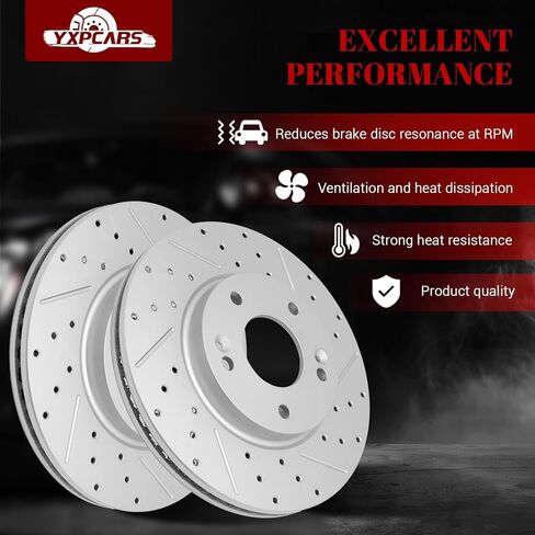 مجموعة فرامل قرصية بديلة ودوارات أمامية من السيراميك محفورة بفتحات تهوية لسيارة Hyundai Elantra 2013-2016/ Elantra Coupe 2013-2014/ Elantra Gt 2013-2015/ Veloster 2012 in Kuwait