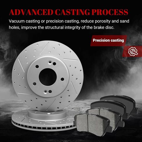 مجموعة فرامل قرصية بديلة ودوارات أمامية من السيراميك محفورة بفتحات تهوية لسيارة Hyundai Elantra 2013-2016/ Elantra Coupe 2013-2014/ Elantra Gt 2013-2015/ Veloster 2012 in Kuwait