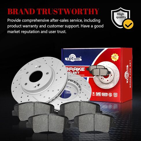 مجموعة فرامل قرصية بديلة ودوارات أمامية من السيراميك محفورة بفتحات تهوية لسيارة Hyundai Elantra 2013-2016/ Elantra Coupe 2013-2014/ Elantra Gt 2013-2015/ Veloster 2012 in Kuwait