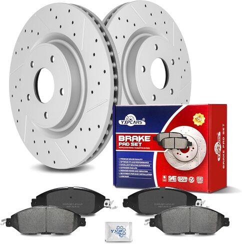 Ceramic Front Brakes Pad and Rotors Drilled Slotted Vented Replacement Disc Brake Kits for Nissan Pathfinder 2013-2020/ Murano 2015-2023, for Infiniti Qx60 2014-2020/ Jx35 2013 in Kuwait