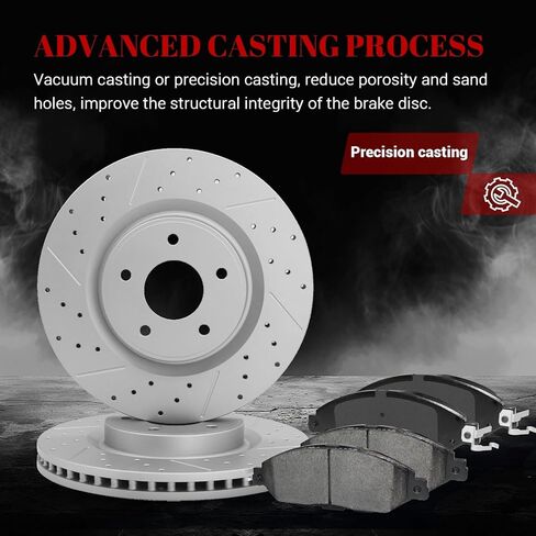 Ceramic Front Brakes Pad and Rotors Drilled Slotted Vented Replacement Disc Brake Kits for Nissan Pathfinder 2013-2020/ Murano 2015-2023, for Infiniti Qx60 2014-2020/ Jx35 2013 in Kuwait