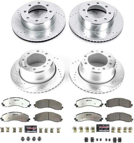 PowerStop Front & Rear Brake Kit For Ram 3500 2019-24 - Truck & Tow Carbon Fiber Ceramic Brake Pads + Drilled & Slotted Rotors Upgrade, K8639-36 in Saudi Arabia