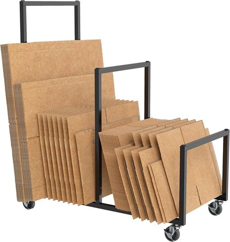 Metal Carton Stand, Rolling Cardboard Storage Rack, Portable Cardboard Box Organizer, Small Carton Storage Rack with Dividers, Corrugated Box Organizer for Home, Office, Warehouse, Supermarket, Garage in Kuwait