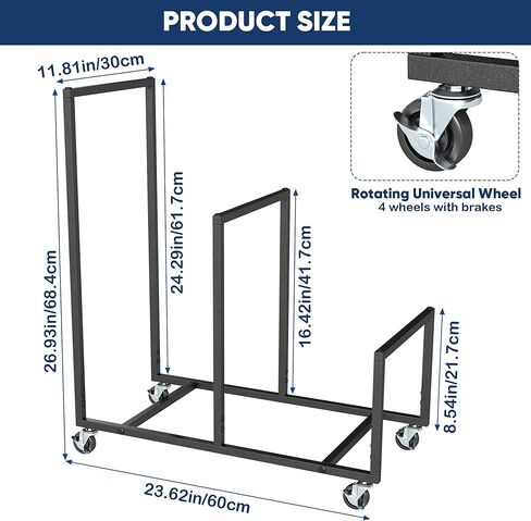 Metal Carton Stand, Rolling Cardboard Storage Rack, Portable Cardboard Box Organizer, Small Carton Storage Rack with Dividers, Corrugated Box Organizer for Home, Office, Warehouse, Supermarket, Garage in Kuwait