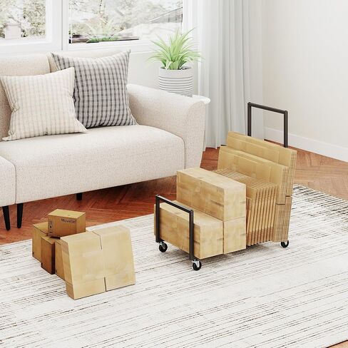 Metal Carton Stand, Rolling Cardboard Storage Rack, Portable Cardboard Box Organizer, Small Carton Storage Rack with Dividers, Corrugated Box Organizer for Home, Office, Warehouse, Supermarket, Garage in Kuwait