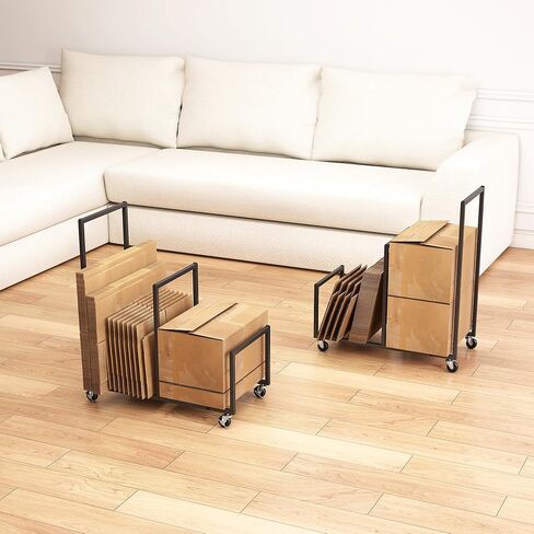 Metal Carton Stand, Rolling Cardboard Storage Rack, Portable Cardboard Box Organizer, Small Carton Storage Rack with Dividers, Corrugated Box Organizer for Home, Office, Warehouse, Supermarket, Garage in Kuwait