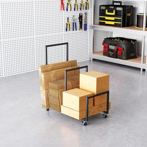 Metal Carton Stand, Rolling Cardboard Storage Rack, Portable Cardboard Box Organizer, Small Carton Storage Rack with Dividers, Corrugated Box Organizer for Home, Office, Warehouse, Supermarket, Garage in Kuwait