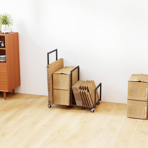 Metal Carton Stand, Rolling Cardboard Storage Rack, Portable Cardboard Box Organizer, Small Carton Storage Rack with Dividers, Corrugated Box Organizer for Home, Office, Warehouse, Supermarket, Garage in Kuwait