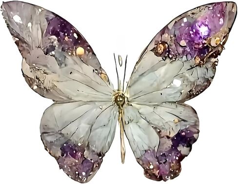 Acrylic Amethyst Texture Butterfly Ornament - Shimmering Transparent Wing Hanging Decor with Golden Rope for Car Mirror & Home Window (1 Piece)/GJ-52 in Saudi Arabia