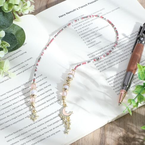 Moon Star Beaded Bookmark, Fantasy Crystal Bead Gold Chain Fantasy Bookmark, Reading Book Accessories for Women, Bookish Gift for Book Lovers Students Teachers in Saudi Arabia