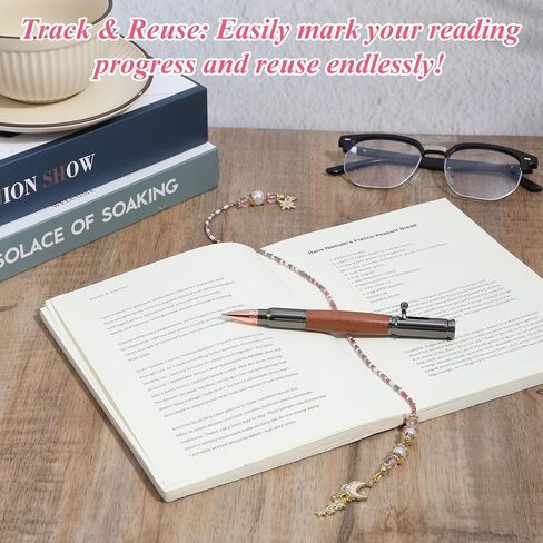 Moon Star Beaded Bookmark, Fantasy Crystal Bead Gold Chain Fantasy Bookmark, Reading Book Accessories for Women, Bookish Gift for Book Lovers Students Teachers in Saudi Arabia