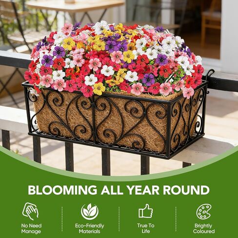24 Bundles Outdoors Artificial Flowers UV Resistant Fake Silk Flowers Garden Porch Window Box Decoration Faux Plastic Plants for Spring Summer (Mix Color) in Saudi Arabia