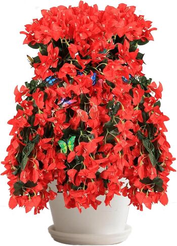 Artificial Faux Bougainvillea Flowers Plants for Birthday Christmas Outdoor Indoor Garden Decoration, 2pcs Fake Flowers Silk Vines Realistic UV Resistant Flowers for Planters Porch Patio Decor-Purple in Saudi Arabia