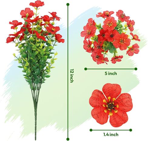 14 Bundles Artificial Flowers for Outdoor, UV Resistant Faux Flower for Fall Autumn Decoration, Fake Flowers & Plants for Home Garden Front Door Porch Balcony Yard in Saudi Arabia