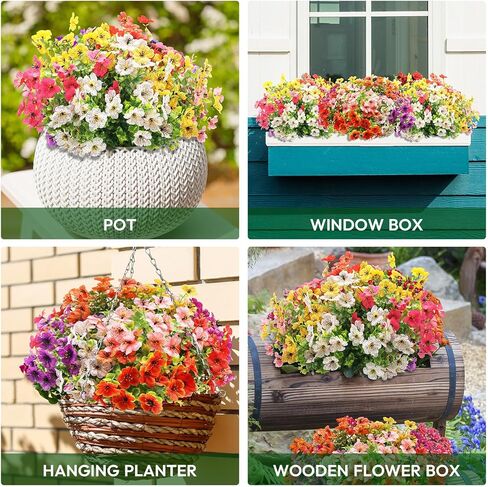 14 Bundles Artificial Flowers for Outdoor, UV Resistant Faux Flower for Fall Autumn Decoration, Fake Flowers & Plants for Home Garden Front Door Porch Balcony Yard in Saudi Arabia