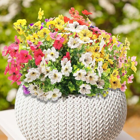 14 Bundles Artificial Flowers for Outdoor, UV Resistant Faux Flower for Fall Autumn Decoration, Fake Flowers & Plants for Home Garden Front Door Porch Balcony Yard in Saudi Arabia