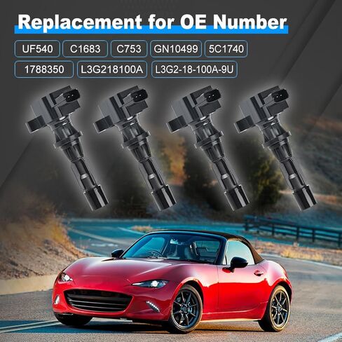 JDMON Ignition Coils Pack with Spark Plug Compatible with Mazda 3 6 CX-7 MX-5 Miata 2.0L 2.3L 2.5L 2006-2015 Replacement for UF540 90083 C1683 L3G218100A in Saudi Arabia
