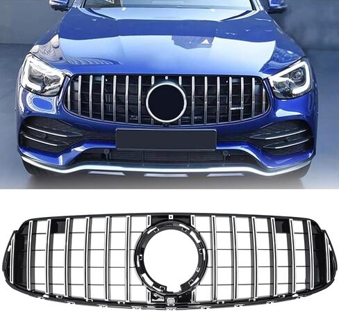 Front Bumper Center Grill For 2016 2017 2018 2019 2020 2021 2022 Mercedes-Benz GLC-Class GLC 300/300e/350e/43 SUV&Coupe With AMG Sport Package GT Style grille Black For W&WO Camera in Saudi Arabia