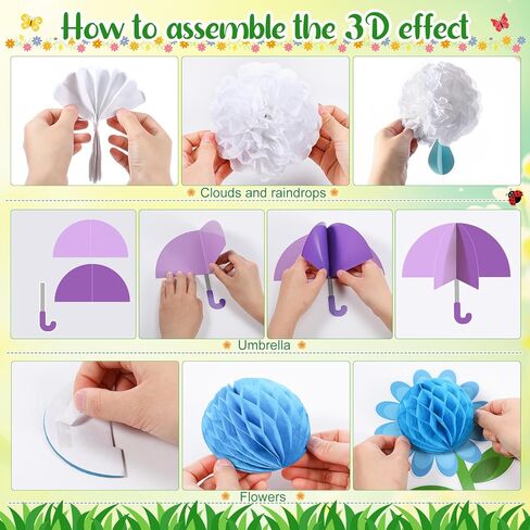 Pajean Spring Bulletin Board Decorations April Showers Bring May Flowers Classroom Decoration 3D Flower Umbrella Cutouts with Raindrop Garland for March School Home Chalkboard Wall Door Party Decor in Saudi Arabia