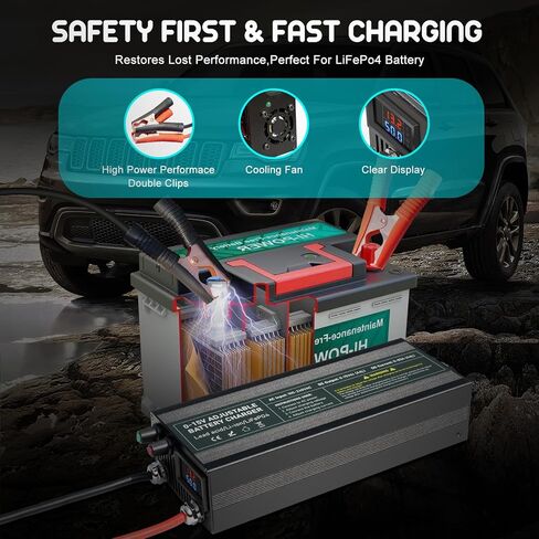 12V High Power Lifepo4 Charger Smart Battery Charger with 0-15V Adjustable Current and Voltage,Portable Power Adapter for 14.6V LiFePO4 Lithium Iron Rechargeable Battery(BL60) in Kuwait