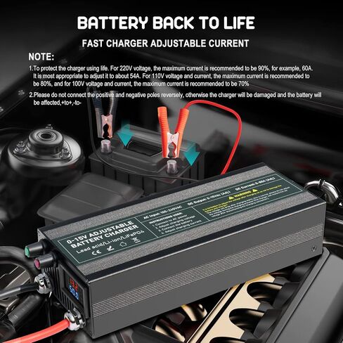12V High Power Lifepo4 Charger Smart Battery Charger with 0-15V Adjustable Current and Voltage,Portable Power Adapter for 14.6V LiFePO4 Lithium Iron Rechargeable Battery(BL60) in Kuwait