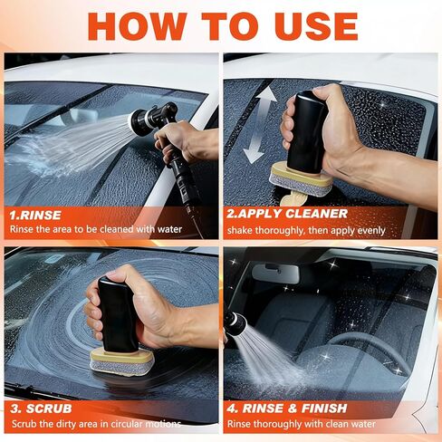 2Pcs Handheld Glass Oil-Film Remover, Upgrade Emulsion Cleaner Glass Cleaning Board, Automotive Glass Cleaner Oil Film Cleaning Brush for Car Windshields(Emulsion+Brush Board) in Saudi Arabia