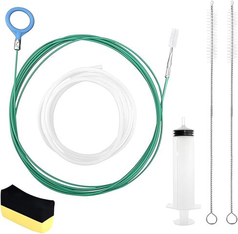 Car Sunroof Drain Cleaning Tool, 118 Inch Flexible Long Drain Brush Pipe Cleaners with Straight Brush Syringe & Sponge, Auto Windshield Wiper Tube Hole Cleaning Tool, Universal Fit in Saudi Arabia