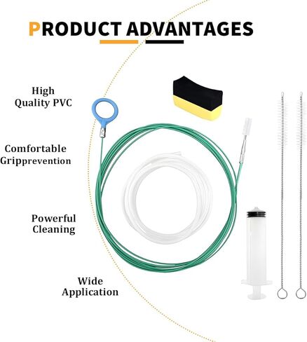 Car Sunroof Drain Cleaning Tool, 118 Inch Flexible Long Drain Brush Pipe Cleaners with Straight Brush Syringe & Sponge, Auto Windshield Wiper Tube Hole Cleaning Tool, Universal Fit in Saudi Arabia