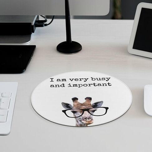 Funny Giraffe Mouse Pad, I Am Very Busy and Important Funny Mousepad for Desk Home Office Dorm Computers Laptop Accessories, 7.9x7.9 Inch in Saudi Arabia