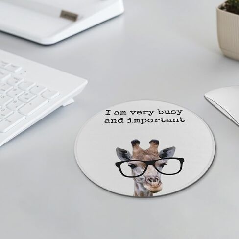 Funny Giraffe Mouse Pad, I Am Very Busy and Important Funny Mousepad for Desk Home Office Dorm Computers Laptop Accessories, 7.9x7.9 Inch in Saudi Arabia