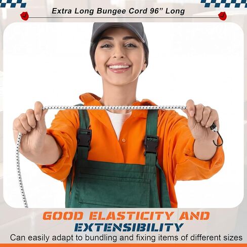 6 قطع من أسلاك بنجي طويلة للغاية بطول 96 بوصة مع خطافات بسمك 0.39 بوصة وأشرطة بنجي شديدة التحمل للأماكن الخارجية والتخييم وRVS والدراجات والبضائع وقابلة للتمدد حتى أكثر من 144 بوصة in Kuwait