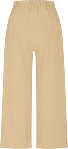Linen Pants Women Casual Trendy Button Down Wide Leg Pant Baggy Flowy Palazzo Lounge Trousers with Side Pockets in Saudi Arabia