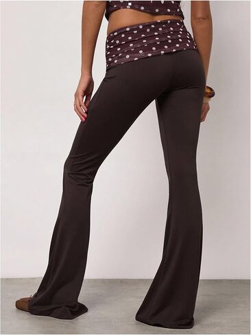 WDIRARA Women's Polka Dots Flare Pants Low Rise Ruched Bell Bottom Trousers in Saudi Arabia