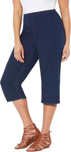 Women's Plus Size Petite Everyday Denim Pull-On Capri in Kuwait