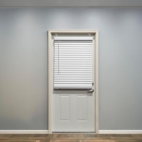 No Tools Cordless Magnetic Flat Slat for Metal Doors - 23.25" W x 72" L, White, Easy Install, Over 400 Custom, Room Darkening 2" Faux Wood Shades for Indoor Windows by Lumino in Kuwait