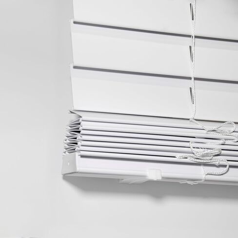 No Tools Cordless Magnetic Flat Slat for Metal Doors - 23.25" W x 72" L, White, Easy Install, Over 400 Custom, Room Darkening 2" Faux Wood Shades for Indoor Windows by Lumino in Kuwait