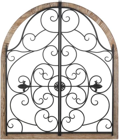 ديكور حائط مقوس من الخشب والحديد 30x1x35 in Kuwait