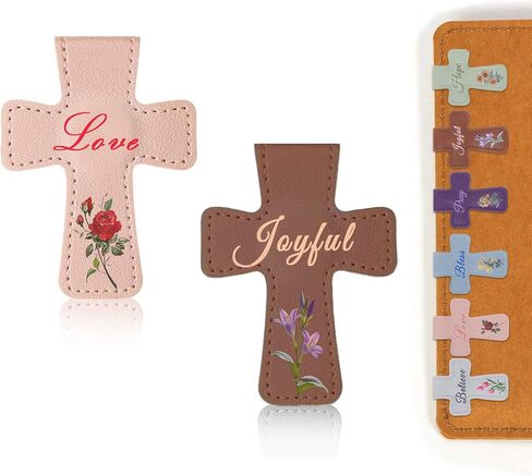2 Pcs Bible Magnetic Leather Bookmarks - Double-Sided Christian Cross Leather Page Clips, Religious Easter Verse Gift for Women Men Students Teachers Book Lovers, Father's Day Reading Supplies in Kuwait