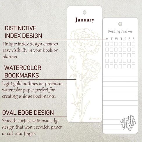 Watercolor Painting Bookmarks Kit, 12 Monthly Floral Paintable Bookmarks with Colorful Tassels, Reading Tracker for Book & Art Lovers, Coloring Book, Valentines Gift Idea for Teens & Adults Only in Kuwait