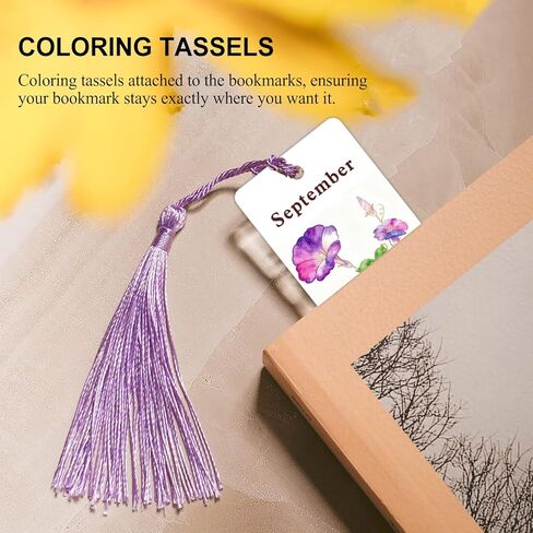 Watercolor Painting Bookmarks Kit, 12 Monthly Floral Paintable Bookmarks with Colorful Tassels, Reading Tracker for Book & Art Lovers, Coloring Book, Valentines Gift Idea for Teens & Adults Only in Kuwait